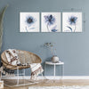 Indigo Bloom Canvas Wall Art Print Set of 3 - 16" x 16"